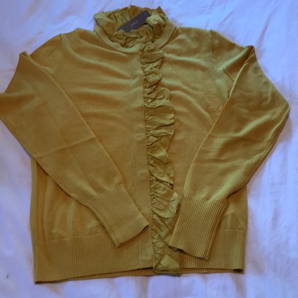 J. Crew - Gold Yellow Ruffle Cardigan - Picture 2 of 6